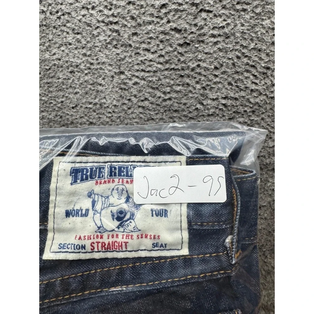 True Religion Low Rise Straight Leg Denim Jeans Dark Wash Indigo Mens Size‎ 32